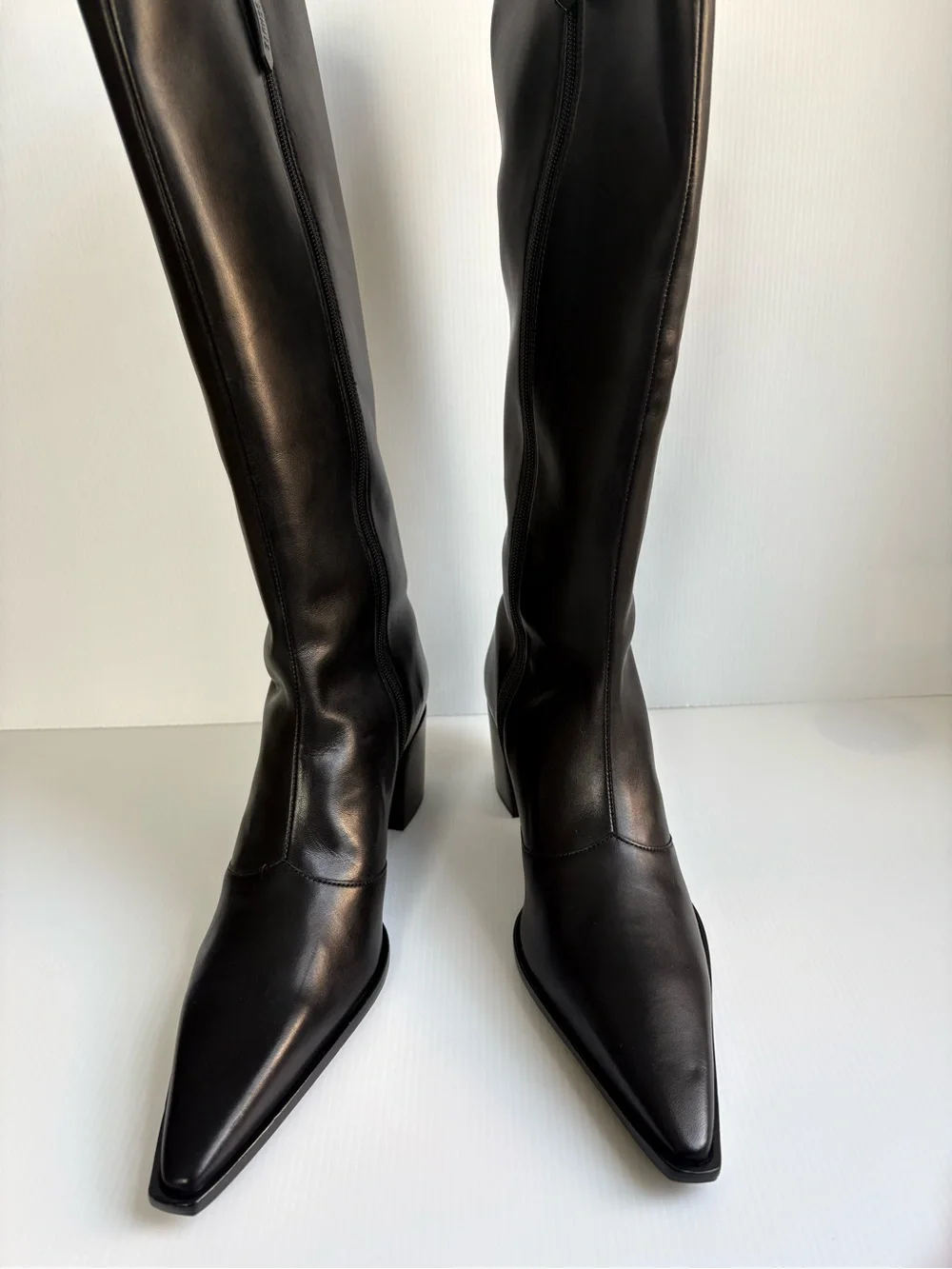 Schultz Raffaela 55MM Leather Knee-High Boots Size 10 B Black NWOB